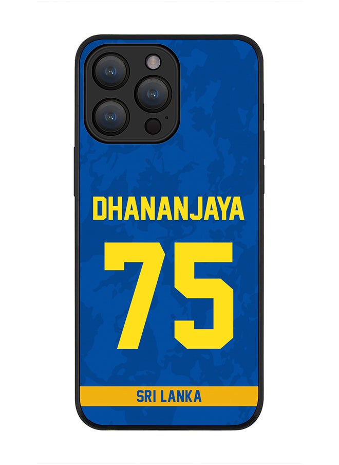 Stylizedd - Cover for iPhone 15 Pro Max Case , Rugged Black Slim fit Flexible Thin Protective Phone Cases - Player Name - Dhananjaya de Silva, Jersey Number- 75 - Image 1