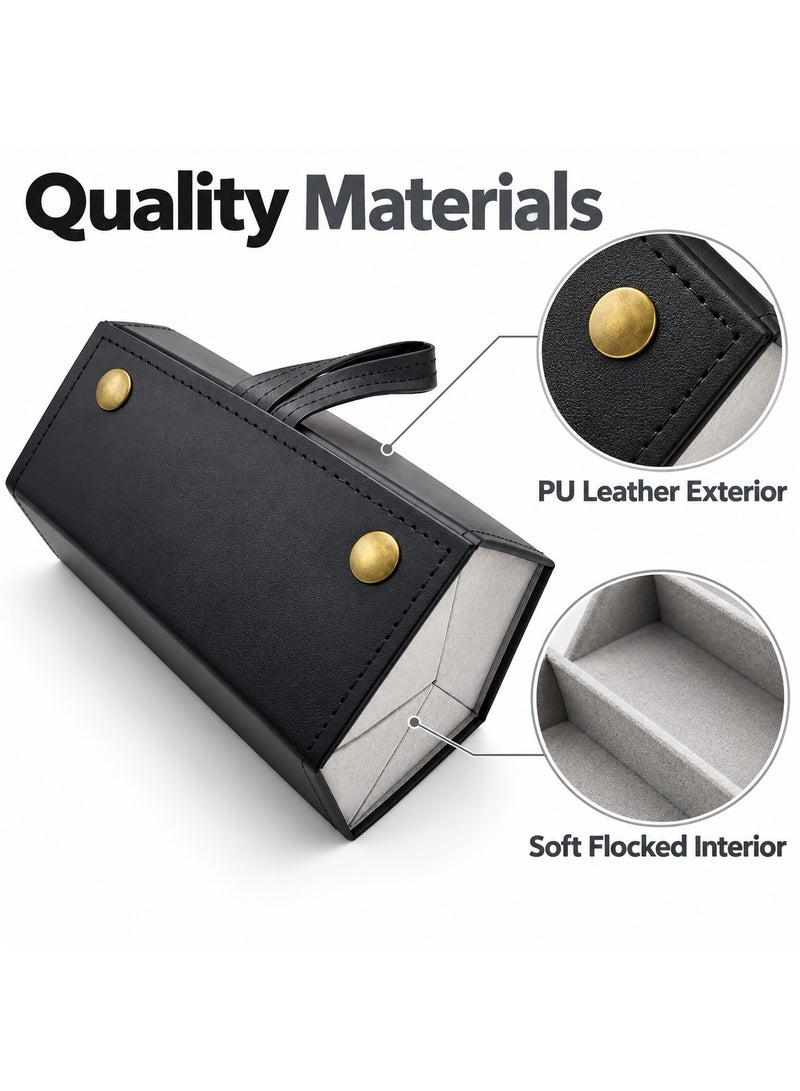 SRLIWHITE 5 Slots Eyewear Organizer, Foldable Glasses Case, Portable Sunglasses Storage Box, PU Leather Glasses Holder with Soft Flocked Interior, Space Saving Folding Design for Home Office Travel - Image 4