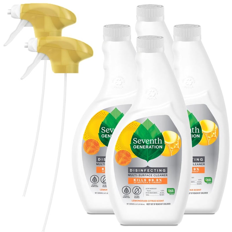 Seventh Generation Lemongrass Citrus Disinfecting MultiSurface Cleaner 26 Oz Pack of 4