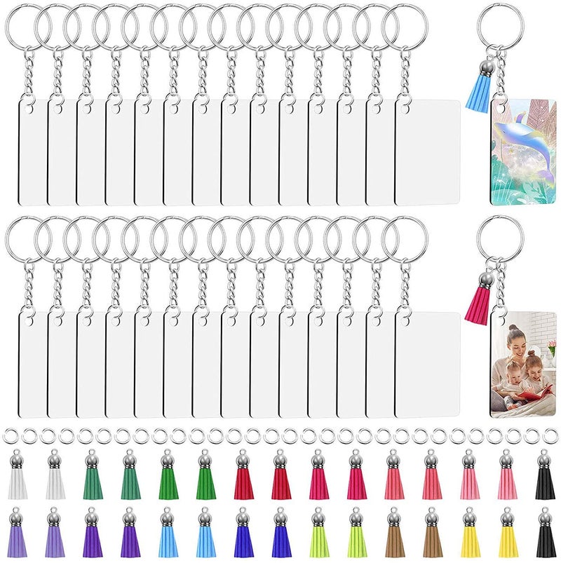 New Sublimation Tassel Blank Density Board Keychain Car Heat Transfer Mdf Key Chain Embryo Pendant Set - Image 2