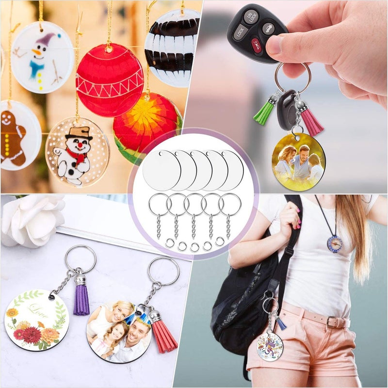 New Sublimation Tassel Blank Density Board Keychain Car Heat Transfer Mdf Key Chain Embryo Pendant Set - Image 3