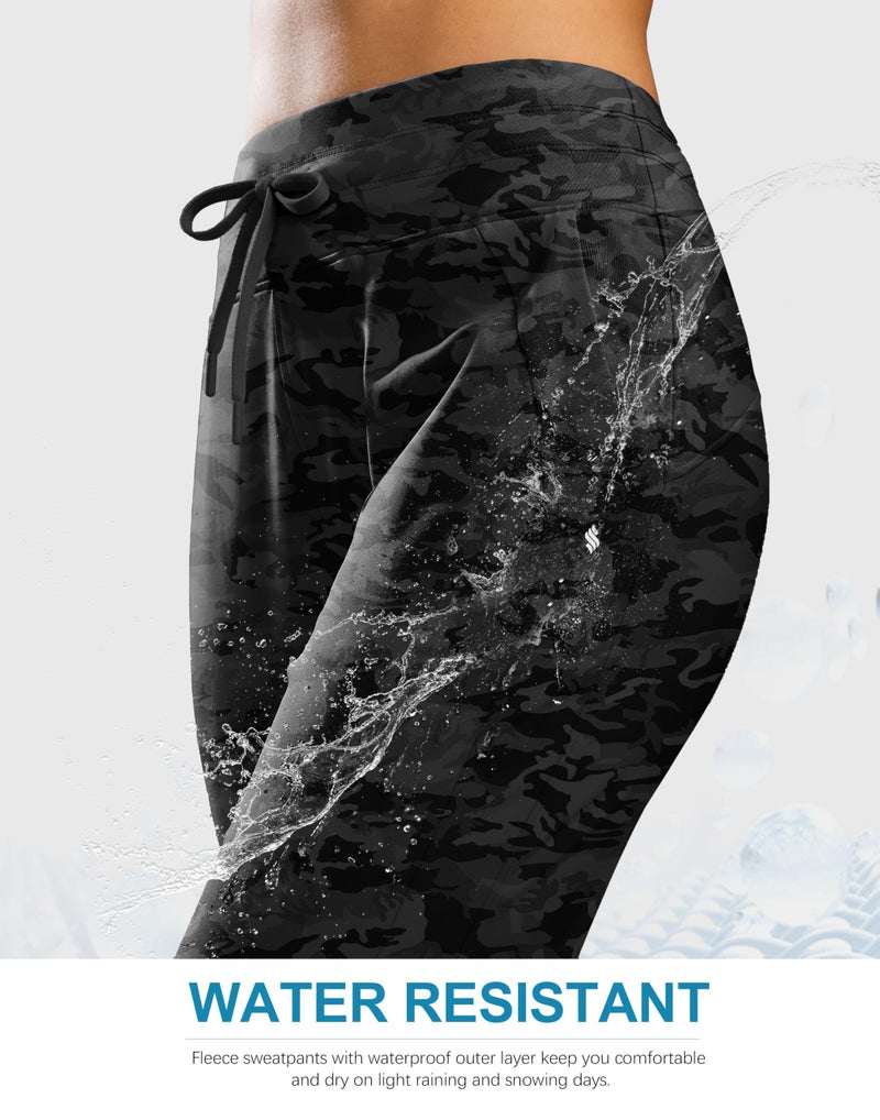 Soothfeel Women's Fleece Lined Joggers Water Resistant High Waisted Sweatpants Winter Warm Thermal Running Hiking Pant Pocket ï¼ˆGrey camo Mï¼‰ - Image 4