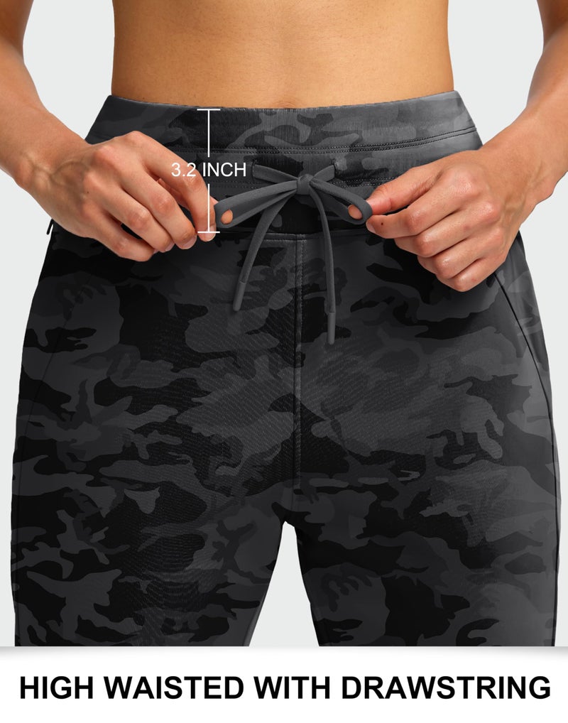 Soothfeel Women's Fleece Lined Joggers Water Resistant High Waisted Sweatpants Winter Warm Thermal Running Hiking Pant Pocket ï¼ˆGrey camo Mï¼‰ - Image 5