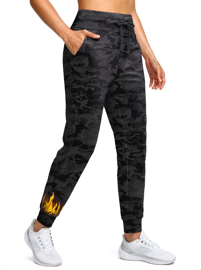 Soothfeel Women's Fleece Lined Joggers Water Resistant High Waisted Sweatpants Winter Warm Thermal Running Hiking Pant Pocket ï¼ˆGrey camo Mï¼‰ - Image 1
