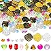 Hanaive 319 Pcs Pirate Treasure Gold Fake Coins St Patricks Day Plastic Gems and Jewels Playset Party Decor Treasure for Pirates Themed Adventures Summer Pool Party CoinsIrregular - Image 2