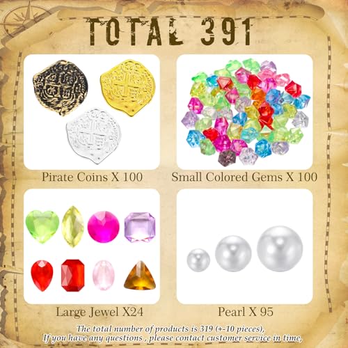 Hanaive 319 Pcs Pirate Treasure Gold Fake Coins St Patricks Day Plastic Gems and Jewels Playset Party Decor Treasure for Pirates Themed Adventures Summer Pool Party CoinsIrregular - Image 5