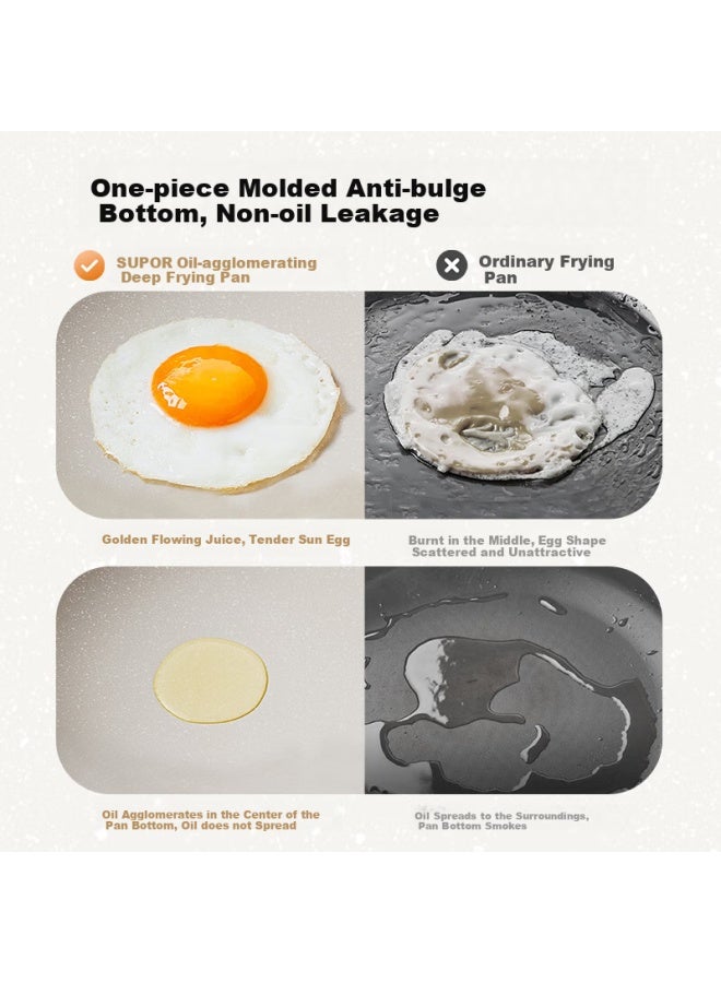 Supor Star Stone Light Cast Oil-absorbing Deep Frying Pan Non-stick Pan 24cm Induction Cooker Gas Universal Ej24lbp02 - Image 2