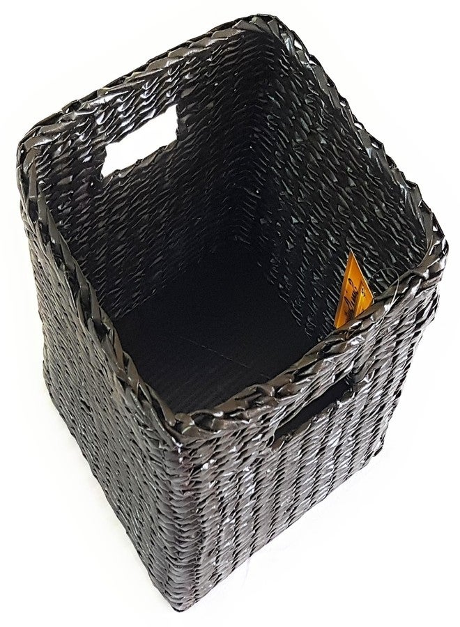 Sonas Creation Paperus, Square, Size 11 inch Tall, 9.5 W X 9.5 L Inch Dark Brown, Waste Basket, Open-top Dustbin, Multipurpose Storage Basket, Eco-friendly, Handmade, of Paper Ropes - Image 1