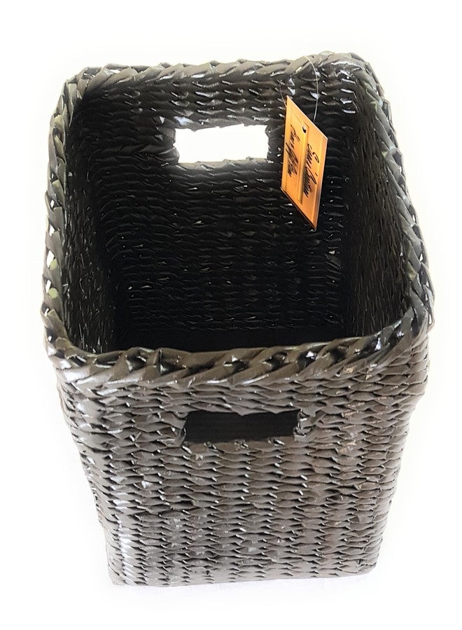 Sonas Creation Paperus, Square, Size 11 inch Tall, 9.5 W X 9.5 L Inch Dark Brown, Waste Basket, Open-top Dustbin, Multipurpose Storage Basket, Eco-friendly, Handmade, of Paper Ropes - Image 4