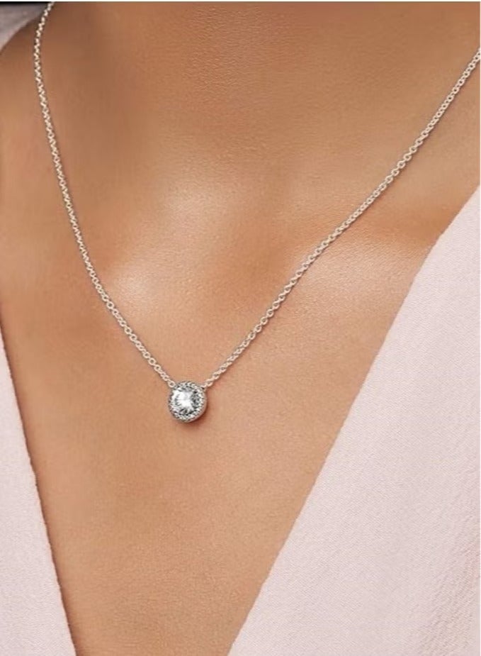 Round Sparkle Halo Necklace  - Image 3