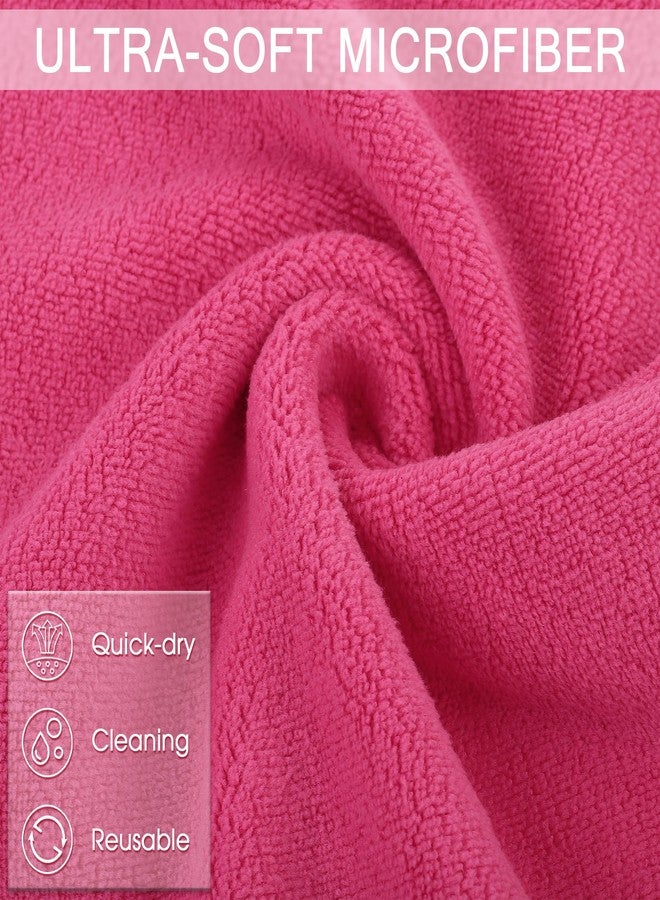 TURSTIN 24 Pack Makeup Remover Towels 13x13 Inch Microfiber Face Towels Reusable Makeup Wash Cloth Facial Cleansing Makeup Towels for Women Skin Care, Hot Pink - Image 4