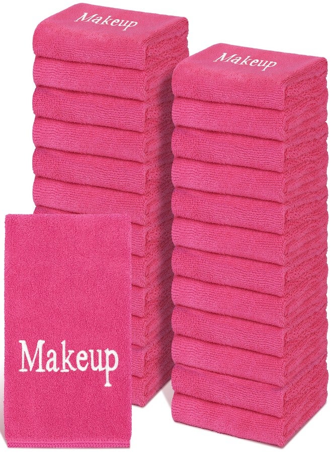 TURSTIN 24 Pack Makeup Remover Towels 13x13 Inch Microfiber Face Towels Reusable Makeup Wash Cloth Facial Cleansing Makeup Towels for Women Skin Care, Hot Pink - Image 1