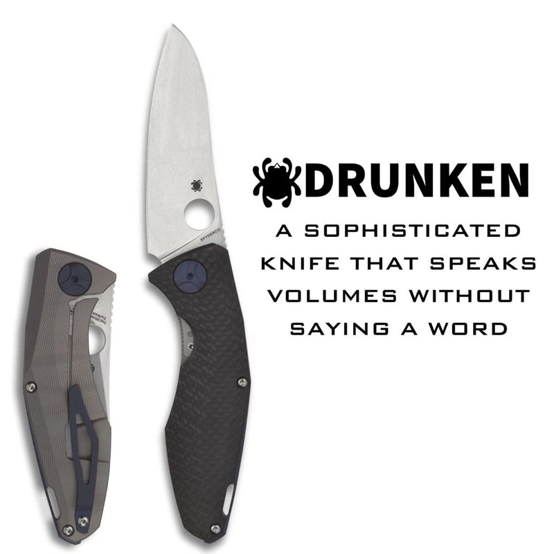 Spyderco Drunken Prestige Premium Knife with 3.50" CPM S90V Stainless Steel Blade and Black Titanium Carbon Fiber Handle - PlainEdge - C235CFTIP - Image 2