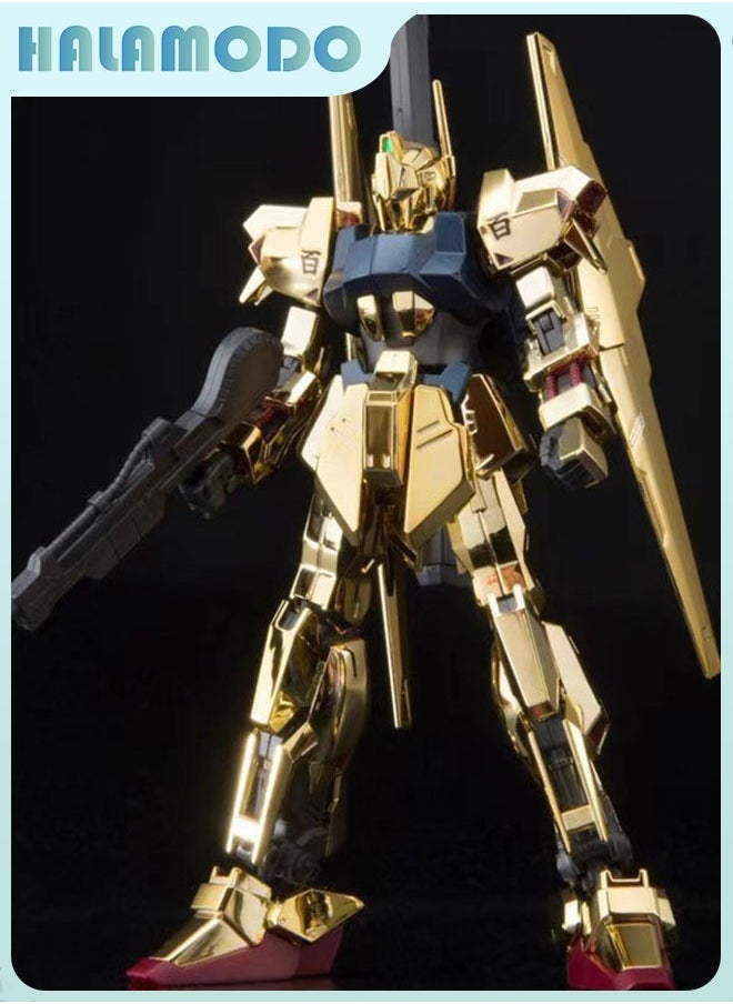 HALAMODO Gundam Wanmohui HG Electroplated Reborn Hyaku Shiki Action Figure Mecha Warrior Assembly Model with Stand and Water Decals, a Super Cool Desktop Decoration, an Assembly Toy Loved by Both Boys and Girls  - Image 1