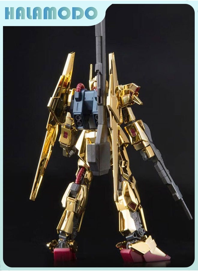 HALAMODO Gundam Wanmohui HG Electroplated Reborn Hyaku Shiki Action Figure Mecha Warrior Assembly Model with Stand and Water Decals, a Super Cool Desktop Decoration, an Assembly Toy Loved by Both Boys and Girls  - Image 4