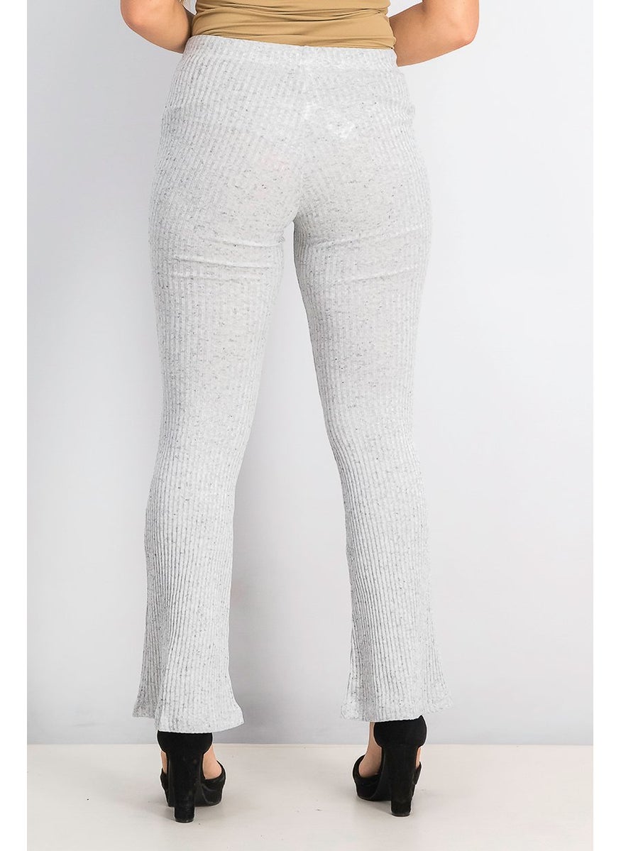 TOPSHOP Women Regular Fit Ribbed Drawstring Flared Hem Pant, Grey  - Image 2