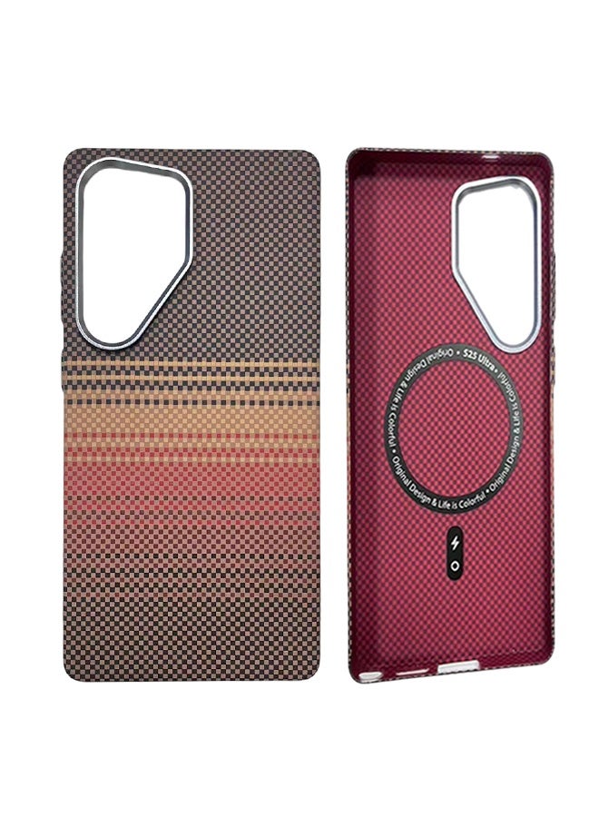 SUNDAREE for S25 Ultra Case 6.9 Inch, Compatible with MagSafe, Slim & Light Samsung Galaxy S25 Ultra Case, 1500D Aramid Fiber Made [Tactile Woven - Sunset]