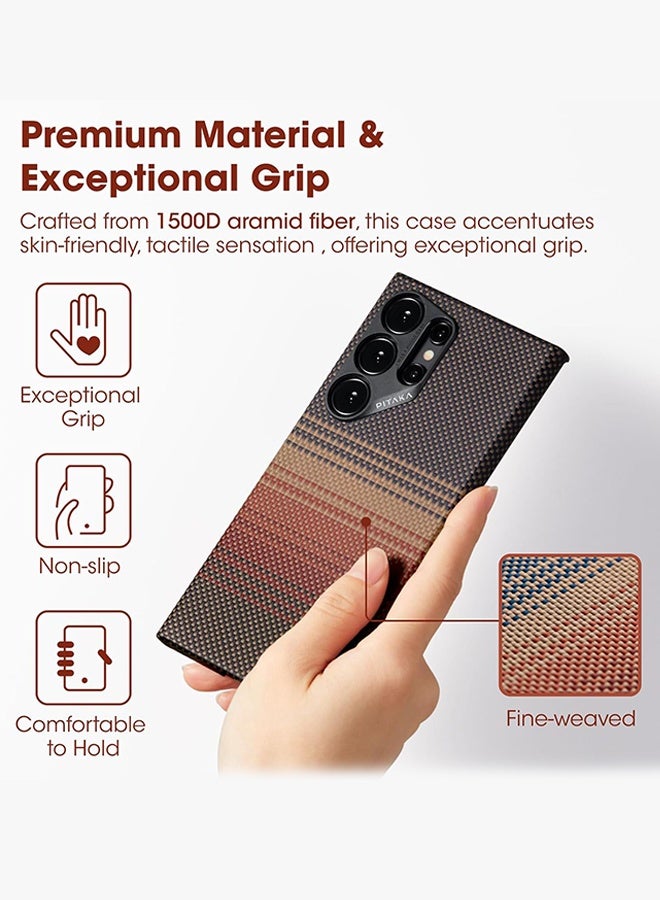 SUNDAREE for S25 Ultra Case 6.9 Inch, Compatible with MagSafe, Slim & Light Samsung Galaxy S25 Ultra Case, 1500D Aramid Fiber Made [Tactile Woven - Sunset] - Image 2