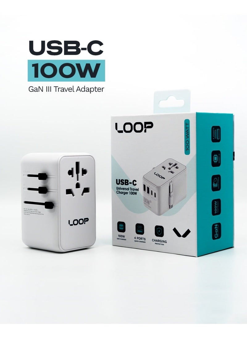 LOOP 100W Travel  GaN Charger - White - Image 1