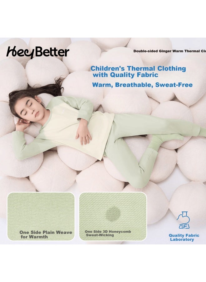 Heybetter Mid-warm Double-sided Wear Ginger Warm Children's Thermal Underwear Set - Image 1