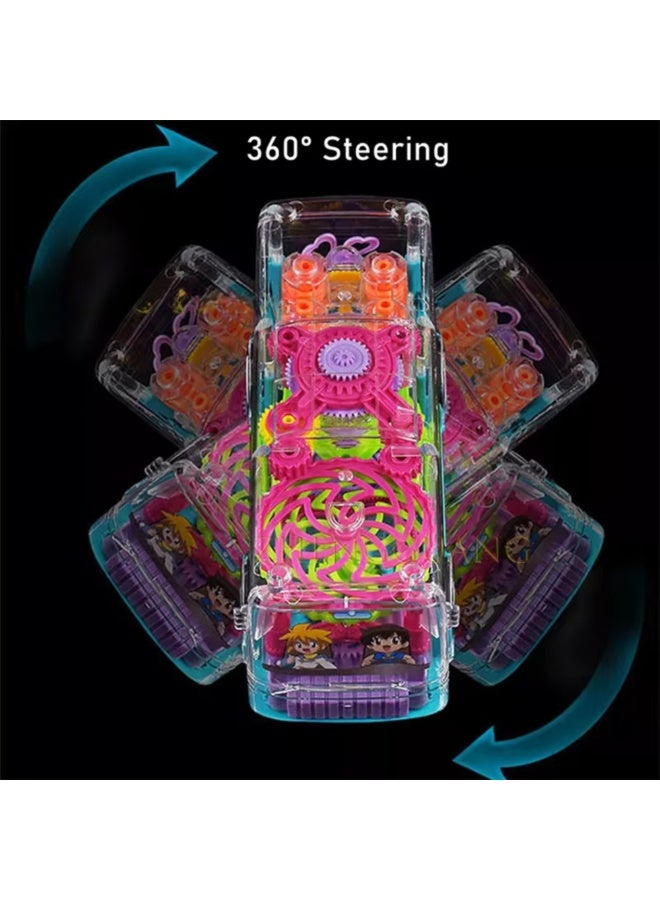 لعبة الحافلة التروس الشفافة مع أضواء وموسيقى وحركة تلقائية – موديل 88909-139 للأطفال +3 سنوات - Image 4