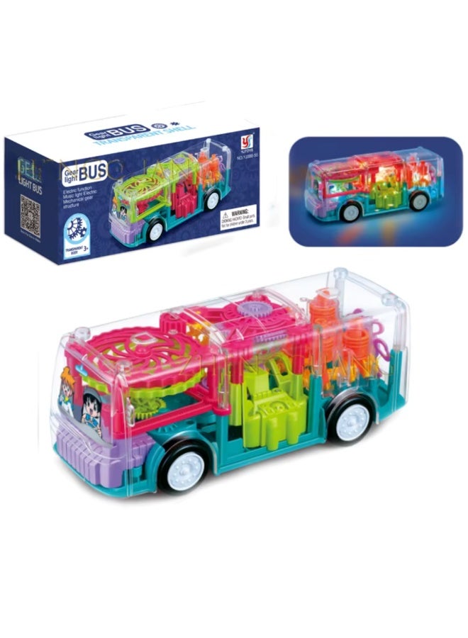 لعبة الحافلة التروس الشفافة مع أضواء وموسيقى وحركة تلقائية – موديل 88909-139 للأطفال +3 سنوات - Image 5