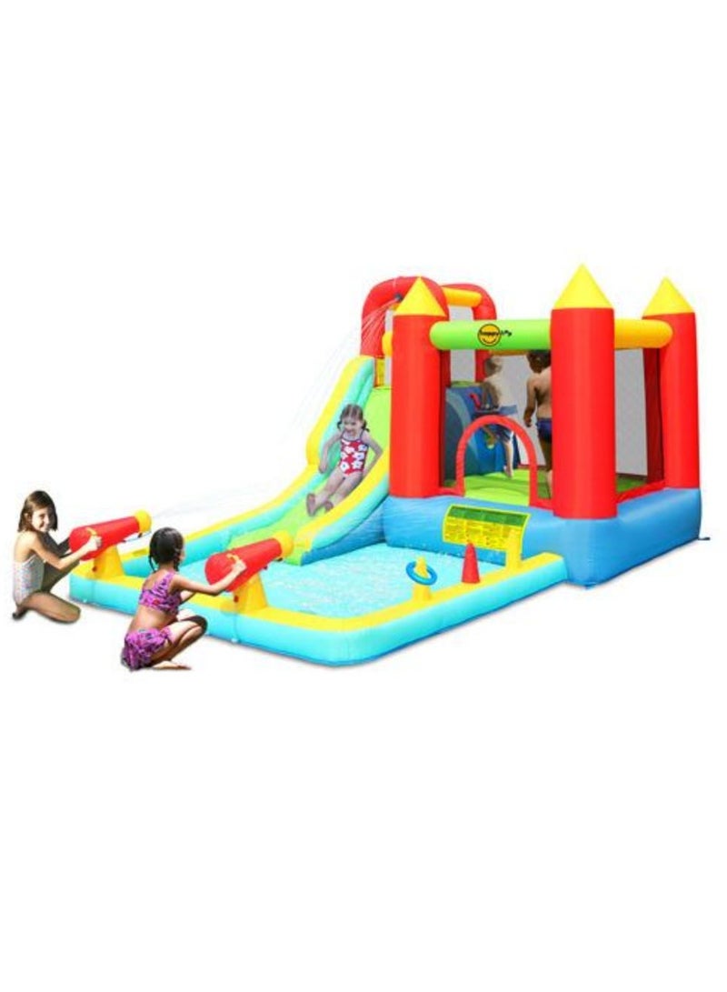Happy Hop مركز لعب هابي هوب للقفز والرش مزدوج البخاخ مع منزلق مائي، جدار تسلق وبنادق مائية 400x300x220 سم | قفاز قابل للنفخ | حديقة مائية قابلة للنفخ تعمل بمروحة كهربائية | قلعة قفز للعب في الهواء الطلق | مغامرة اللعب بالماء | مناسبة للأعمار من 3 سنوات فما فوق - Image 2