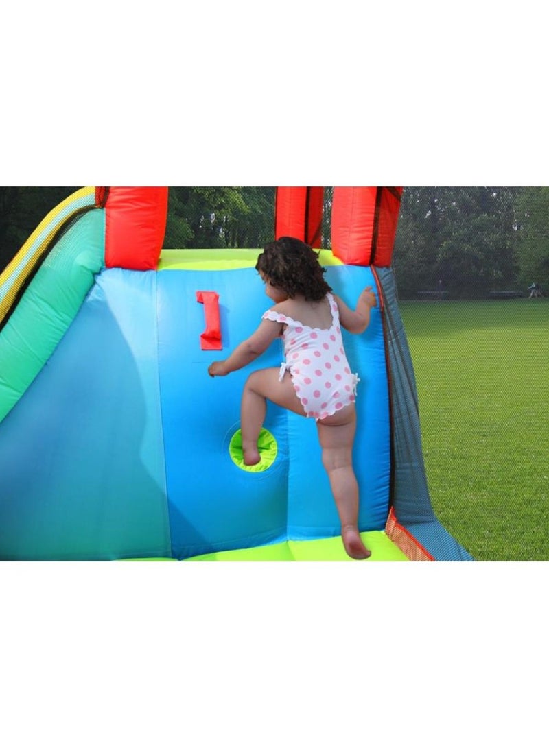 Happy Hop مركز لعب هابي هوب للقفز والرش مزدوج البخاخ مع منزلق مائي، جدار تسلق وبنادق مائية 400x300x220 سم | قفاز قابل للنفخ | حديقة مائية قابلة للنفخ تعمل بمروحة كهربائية | قلعة قفز للعب في الهواء الطلق | مغامرة اللعب بالماء | مناسبة للأعمار من 3 سنوات فما فوق - Image 5