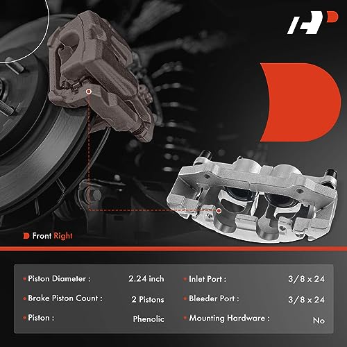 A-Premium Disc Brake Caliper Assembly with Bracket Compatible with Select Ford and Lincoln Models - Expedition/Navigator 2007 2008 2009, 5.4L, Sport Utility - Front Right Passenger Side - Image 2