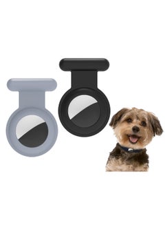 Sweet seven Secure Your Belongings: Silicone AirTag Holder Case with Hidden GPS & Stylish Brooch Pin - Keep Kids Safe with Safer Than, Necklace, or Keychain Option 2 pack Black and Gray  - Image 1