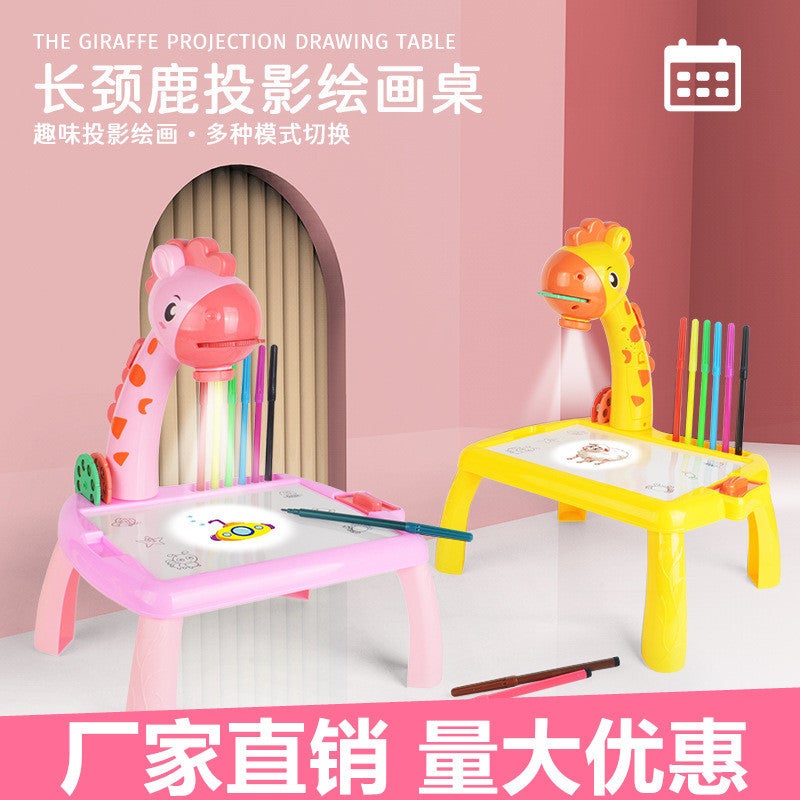 Multifunctional Fawn Projection Drawing Table Cartoon Modeling With Acousto-Optic Graffiti Writing Board Children'S Educational Toys - Image 2