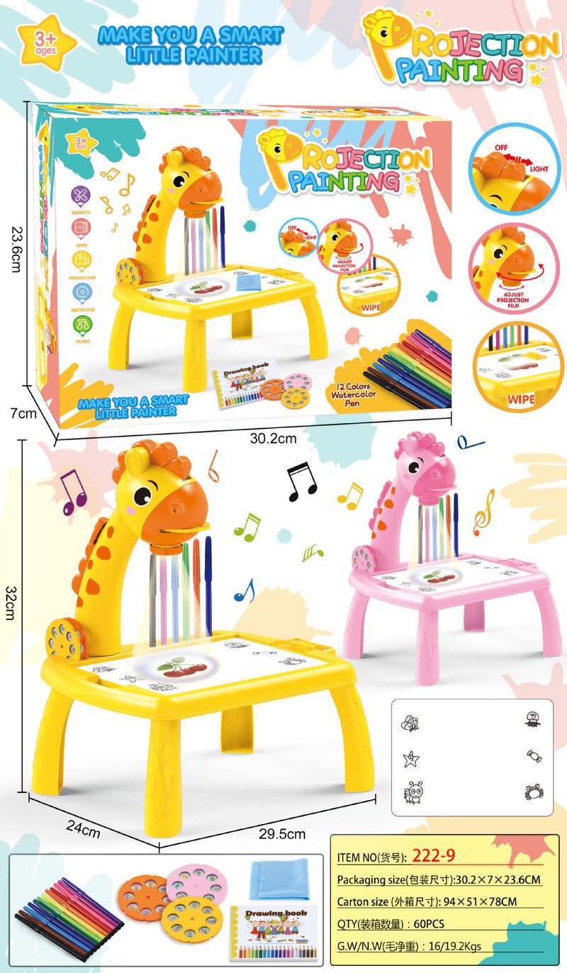 Multifunctional Fawn Projection Drawing Table Cartoon Modeling With Acousto-Optic Graffiti Writing Board Children'S Educational Toys - Image 1