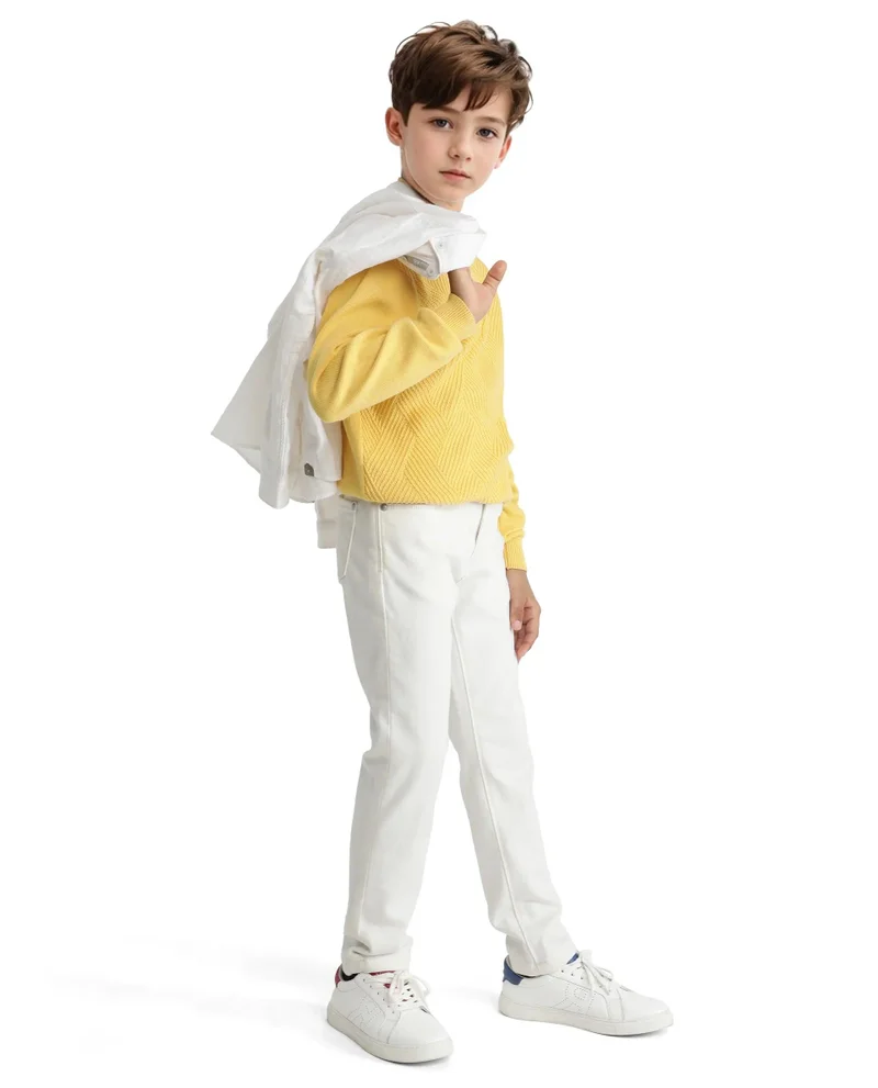 Rare Ones Rare Ones Kids Kino White Cotton Poly Solid Denim Pant