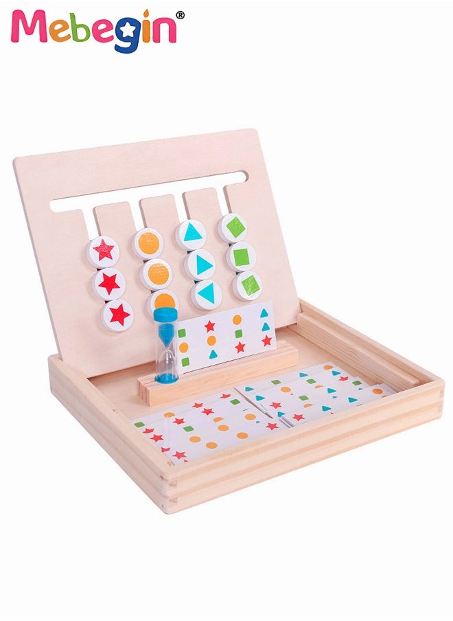 MEBEGIN - Montessori Slide Puzzle Set, Wooden Color Shape Sorting Game, Wooden Stacking Sequencing Toys Set for Early Learning, Preschool Learning Toys with Easy-grip Shape and Intuitive Design, Logic Game for Kids, Ideal Travel Toy and Gift for Kids - Image 1