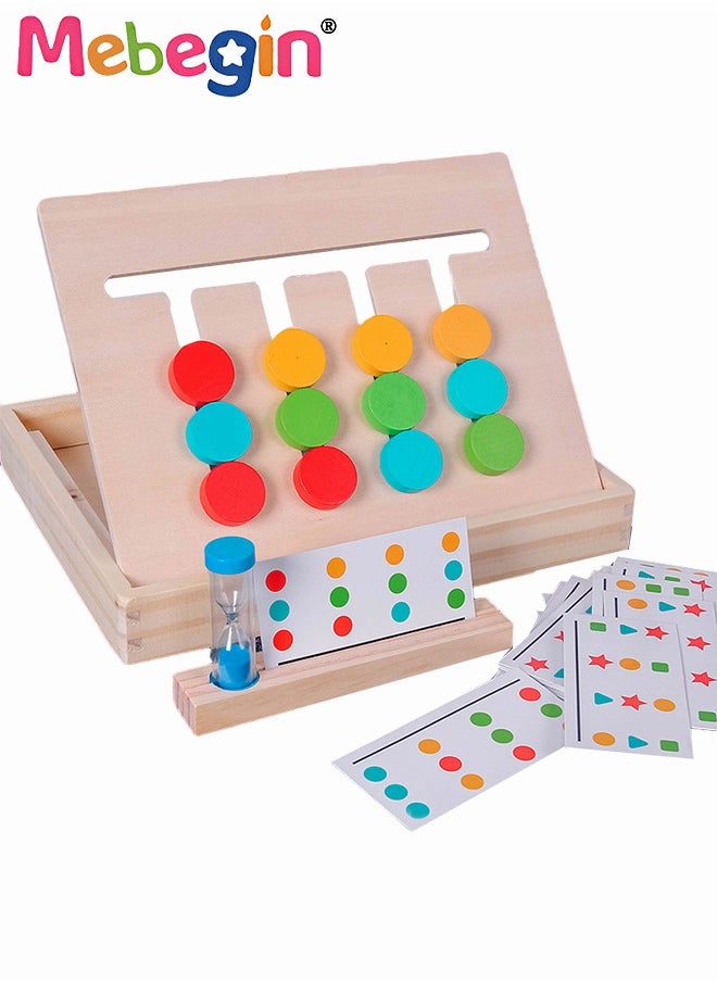 MEBEGIN - Montessori Slide Puzzle Set, Wooden Color Shape Sorting Game, Wooden Stacking Sequencing Toys Set for Early Learning, Preschool Learning Toys with Easy-grip Shape and Intuitive Design, Logic Game for Kids, Ideal Travel Toy and Gift for Kids - Image 1