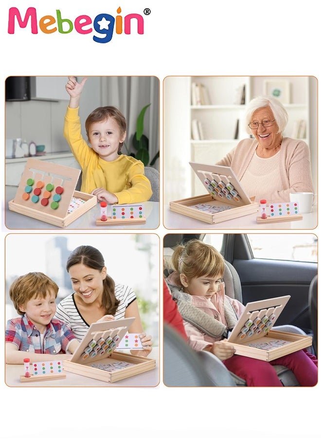 MEBEGIN - Montessori Slide Puzzle Set, Wooden Color Shape Sorting Game, Wooden Stacking Sequencing Toys Set for Early Learning, Preschool Learning Toys with Easy-grip Shape and Intuitive Design, Logic Game for Kids, Ideal Travel Toy and Gift for Kids - Image 1