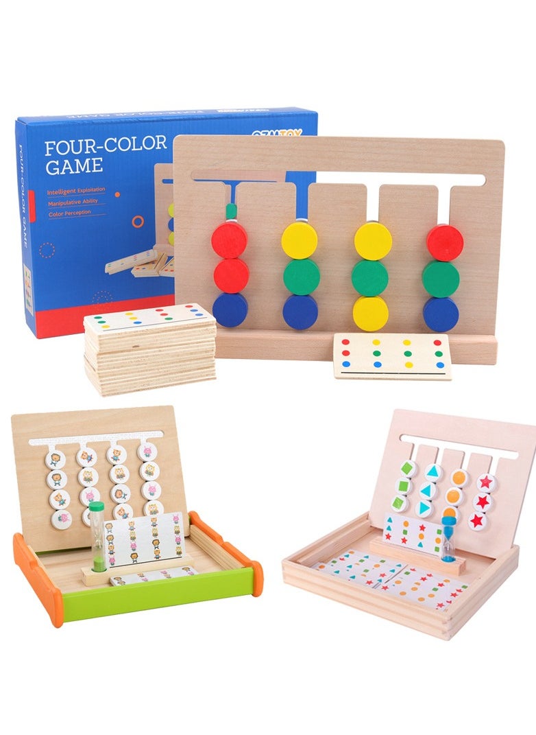 MEBEGIN - Montessori Slide Puzzle Set, Wooden Color Shape Sorting Game, Wooden Stacking Sequencing Toys Set for Early Learning, Preschool Learning Toys with Easy-grip Shape and Intuitive Design, Logic Game for Kids, Ideal Travel Toy and Gift for Kids - Image 1
