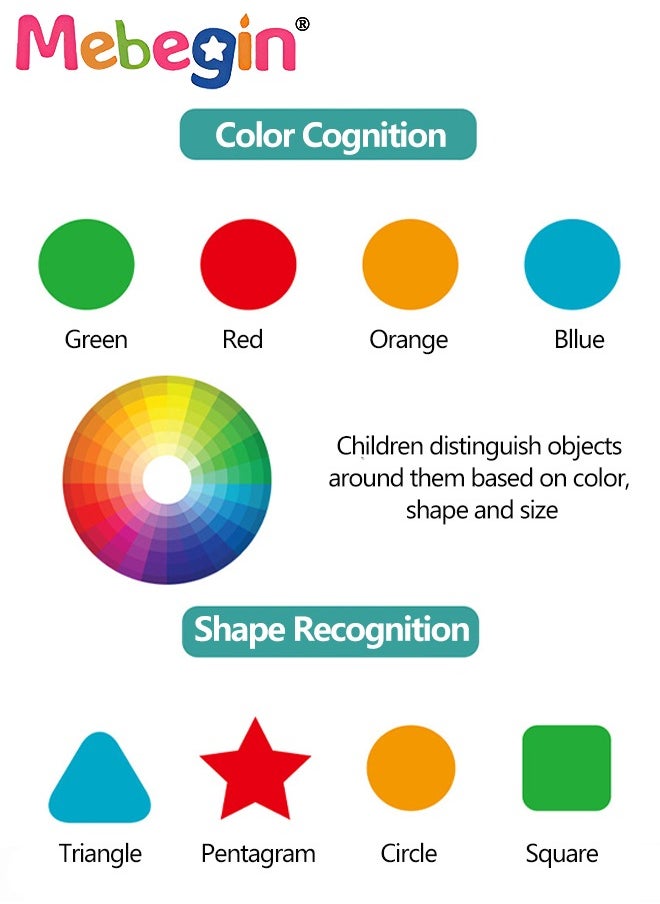 MEBEGIN - Montessori Slide Puzzle Set, Wooden Color Shape Sorting Game, Wooden Stacking Sequencing Toys Set for Early Learning, Preschool Learning Toys with Easy-grip Shape and Intuitive Design, Logic Game for Kids, Ideal Travel Toy and Gift for Kids - Image 1