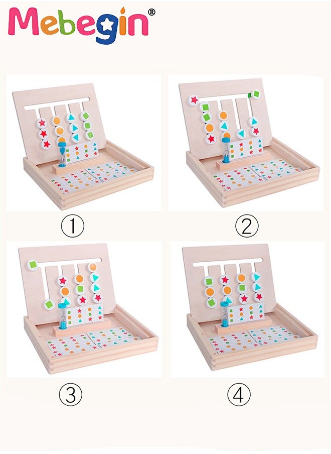 MEBEGIN - Montessori Slide Puzzle Set, Wooden Color Shape Sorting Game, Wooden Stacking Sequencing Toys Set for Early Learning, Preschool Learning Toys with Easy-grip Shape and Intuitive Design, Logic Game for Kids, Ideal Travel Toy and Gift for Kids - Image 1