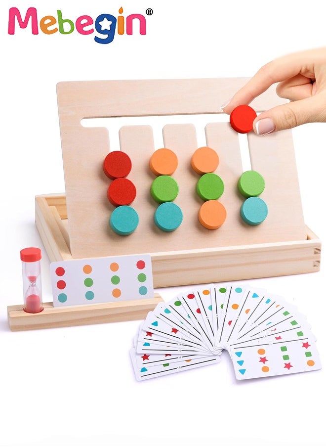 MEBEGIN - Montessori Slide Puzzle Set, Wooden Color Shape Sorting Game, Wooden Stacking Sequencing Toys Set for Early Learning, Preschool Learning Toys with Easy-grip Shape and Intuitive Design, Logic Game for Kids, Ideal Travel Toy and Gift for Kids - Image 1