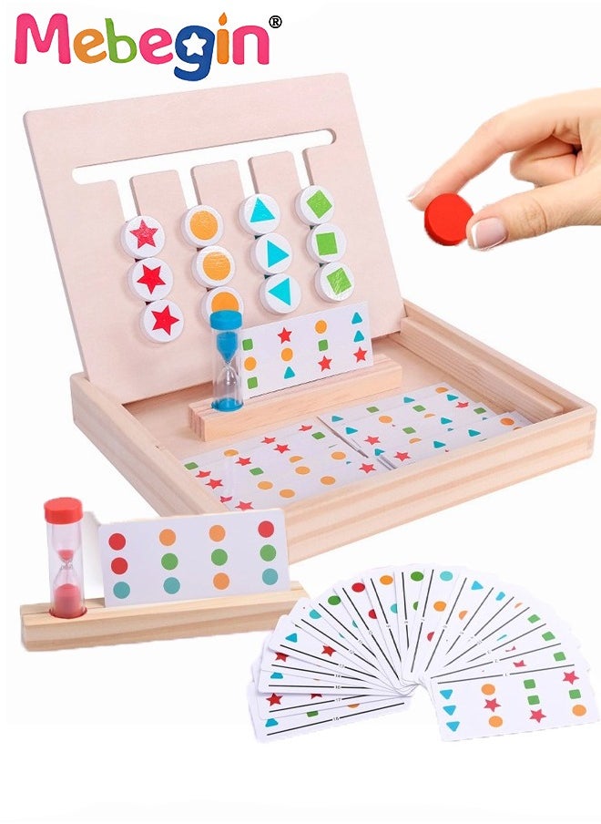 MEBEGIN - Montessori Slide Puzzle Set, Wooden Color Shape Sorting Game, Wooden Stacking Sequencing Toys Set for Early Learning, Preschool Learning Toys with Easy-grip Shape and Intuitive Design, Logic Game for Kids, Ideal Travel Toy and Gift for Kids - Image 1