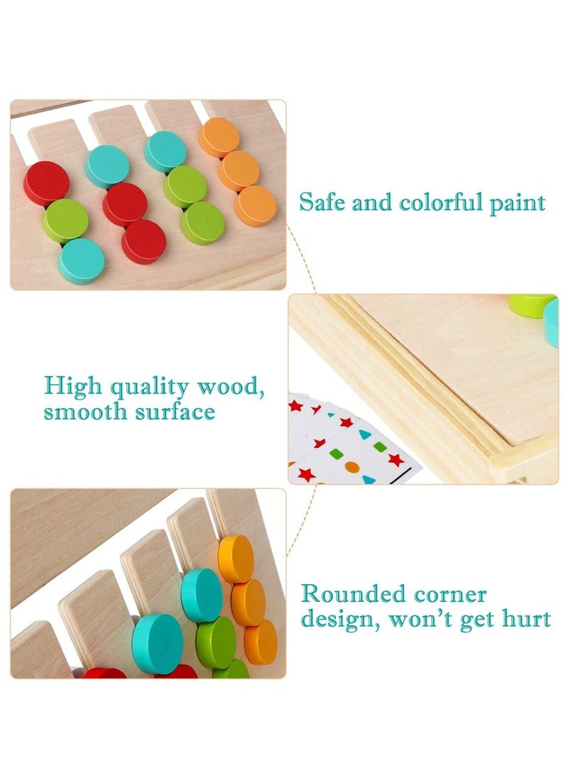 MEBEGIN - Montessori Slide Puzzle Set, Wooden Color Shape Sorting Game, Wooden Stacking Sequencing Toys Set for Early Learning, Preschool Learning Toys with Easy-grip Shape and Intuitive Design, Logic Game for Kids, Ideal Travel Toy and Gift for Kids - Image 1