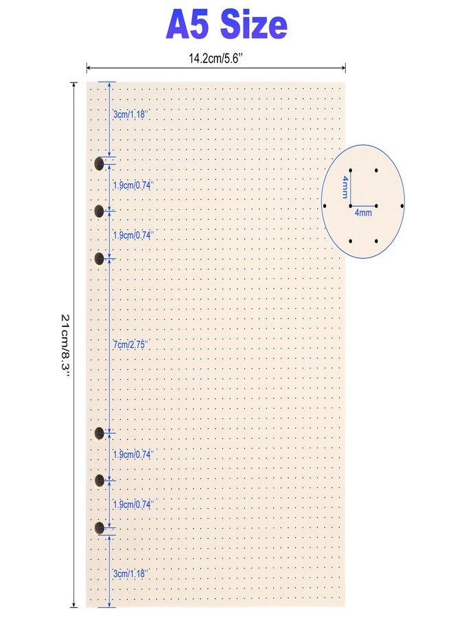 Tofun A5 Dot Grid Paper, 6 Hole Punched,A5 Dotted Refill Paper for Filofax Planner/Binders/Organizer, 8.3x5.6 Inch,80 Sheets,Beige,100GSM (1) - Image 2
