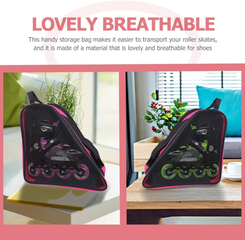 Garneck Roller Skate Bag and Ice Skates Storage Case, Breathable Oxford Cloth with Shoulder Strap and Top Handle, Pink Carrying Bag for Youth and Adult Skating Gear - Image 4