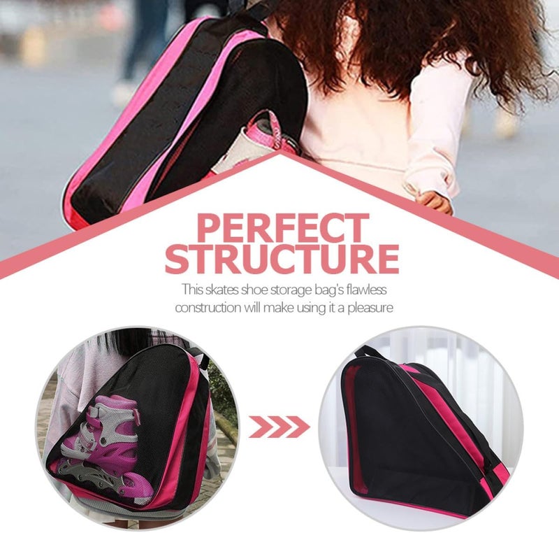 Garneck Roller Skate Bag and Ice Skates Storage Case, Breathable Oxford Cloth with Shoulder Strap and Top Handle, Pink Carrying Bag for Youth and Adult Skating Gear - Image 3