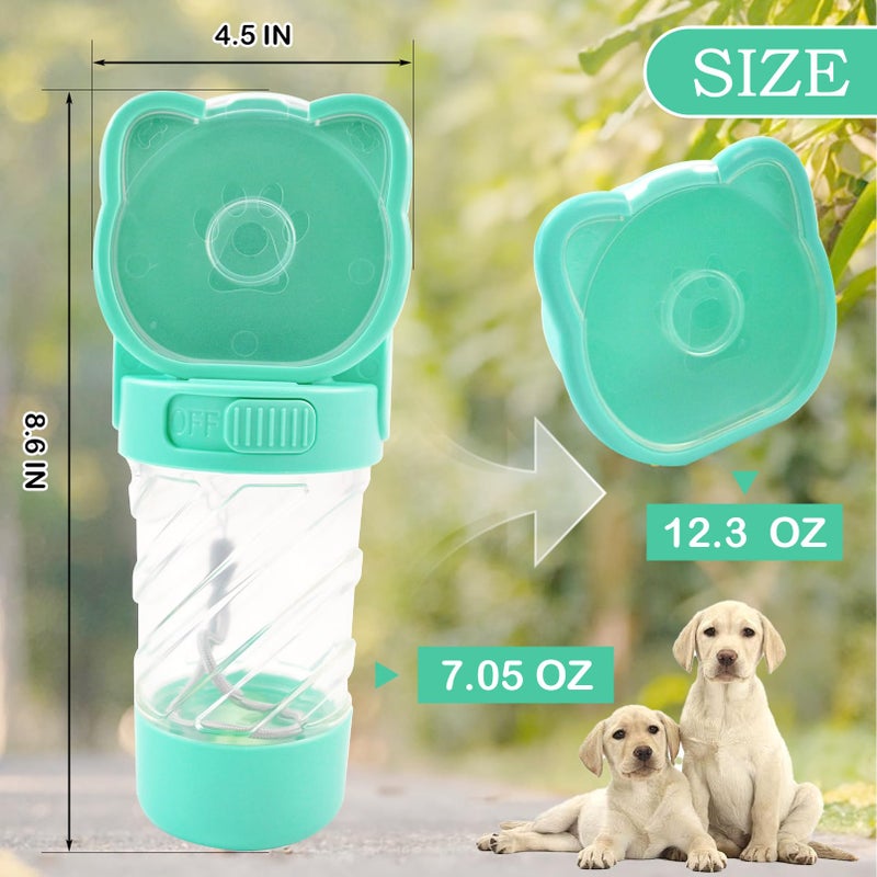MUYG Dog Water Bottle Portable,Leak Proof Puppy Water Bottle Dispenser with Food Container,Lightweight Travel Water Bowl for Dogs Outdoor Walking Travel Hiking(19 OZ,Green) - Image 2