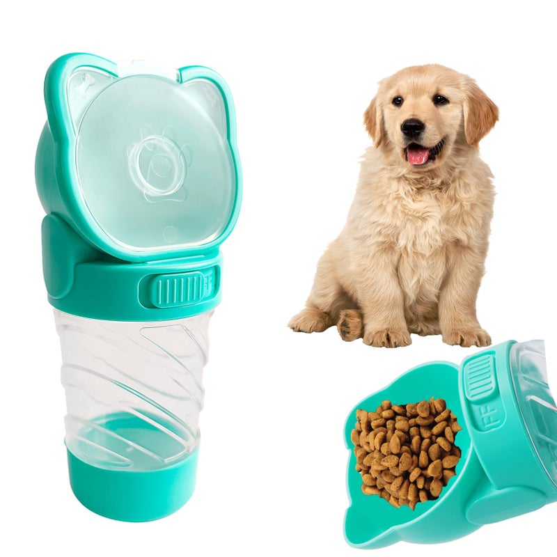 MUYG Dog Water Bottle Portable,Leak Proof Puppy Water Bottle Dispenser with Food Container,Lightweight Travel Water Bowl for Dogs Outdoor Walking Travel Hiking(19 OZ,Green) - Image 1