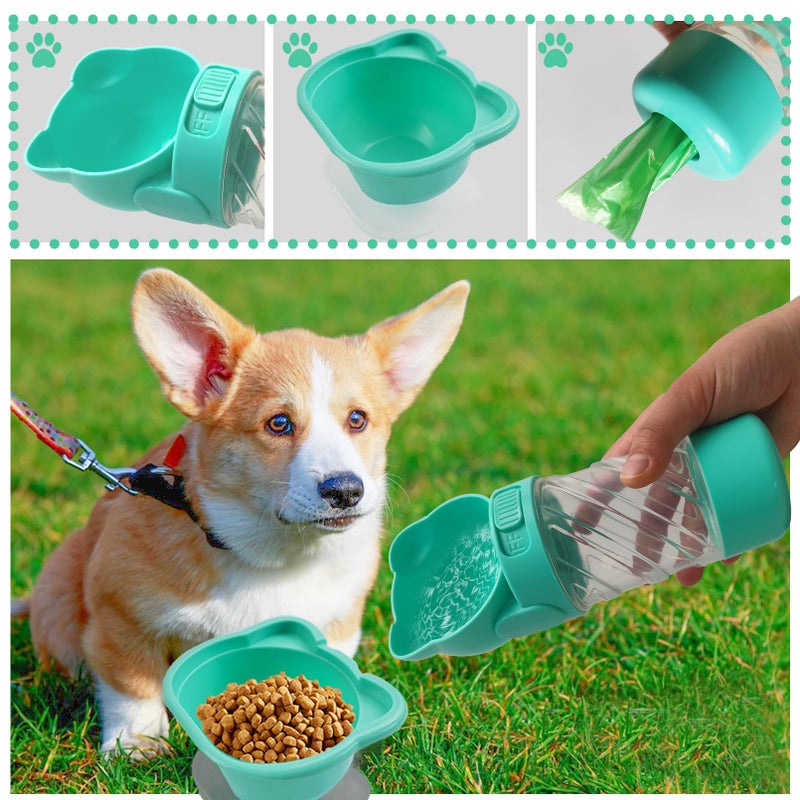 MUYG Dog Water Bottle Portable,Leak Proof Puppy Water Bottle Dispenser with Food Container,Lightweight Travel Water Bowl for Dogs Outdoor Walking Travel Hiking(19 OZ,Green) - Image 5