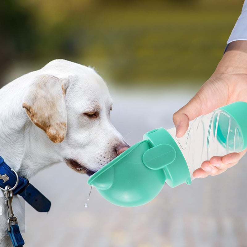 MUYG Dog Water Bottle Portable,Leak Proof Puppy Water Bottle Dispenser with Food Container,Lightweight Travel Water Bowl for Dogs Outdoor Walking Travel Hiking(19 OZ,Green) - Image 3