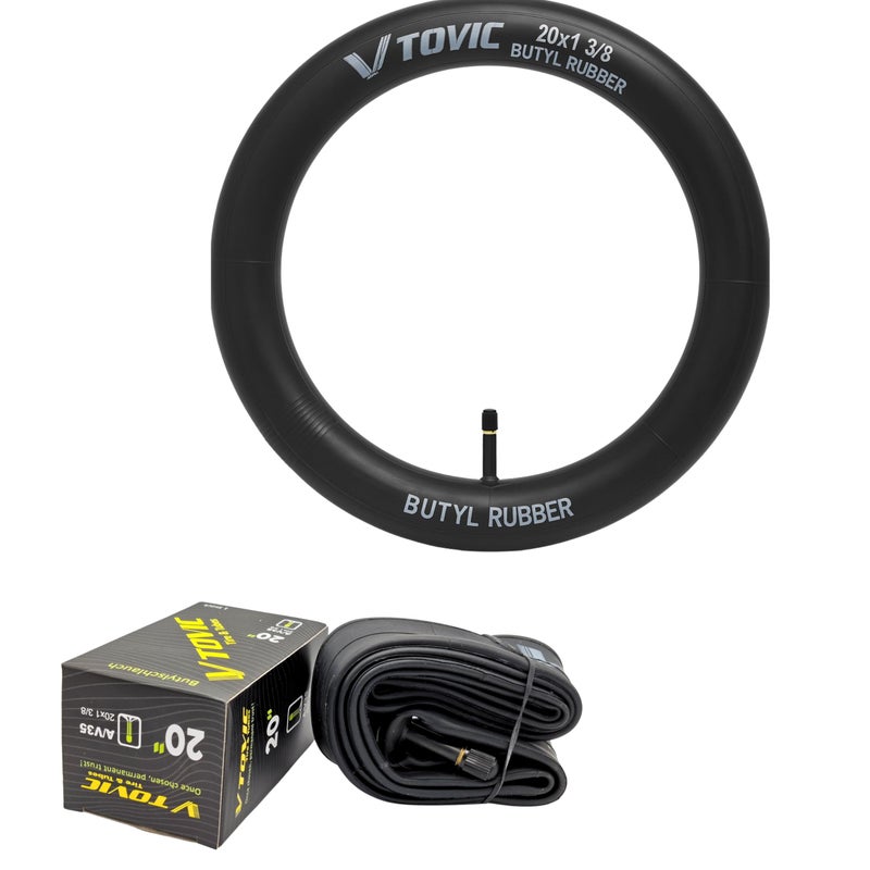 V-Tovic Tires V-Tovic 20x1 3/8 Bicycle Inner Tube, AV35 Schrader Valve – Butyl Rubber for City, Road & BMX Bikes - Image 1